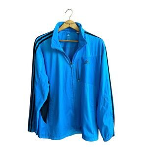 Vintage Adidas Jacket Blue Zip Up Lightweight Track Warm Up Y2K Mens Size XL